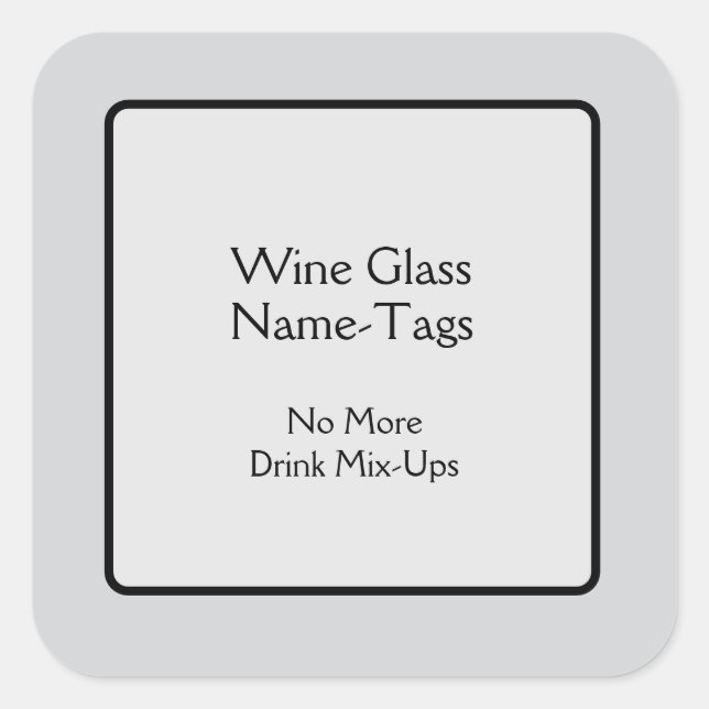 Name-Tags für Wein Quadratischer Aufkleber (Vorderseite)