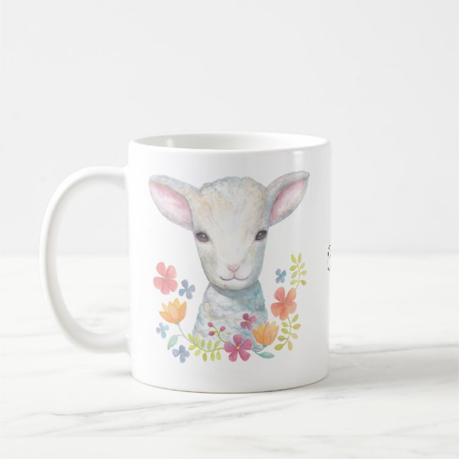 Name-Tassen-niedliche Lamm-Schaf-christliche Kaffeetasse (Links)