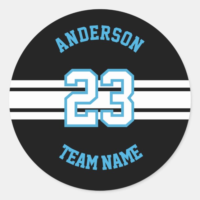 Name, Team und Nummern des Sports Runder Aufkleber (Vorderseite)
