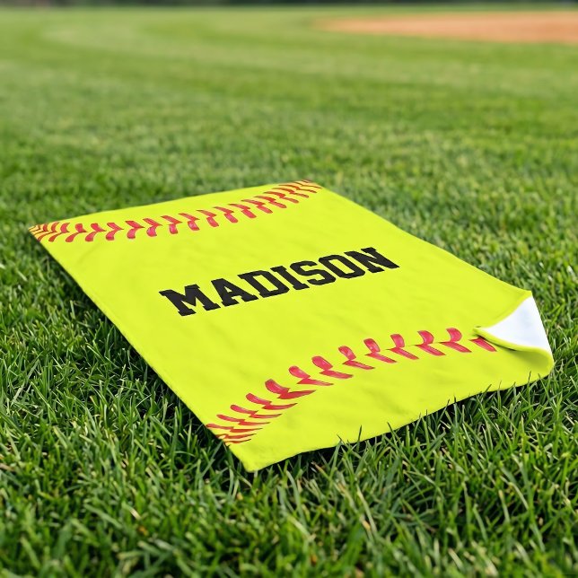 Name, Teamname oder Text des benutzerdefinierten S Handtuch (Personalized softball player hand towels. Customize with player name, team name or text.)