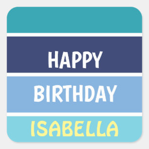 Name Template Happy Birthday Quadratischer Aufkleber