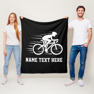 Name / Text Bicycle Speed Rider Racer White auf Fleecedecke