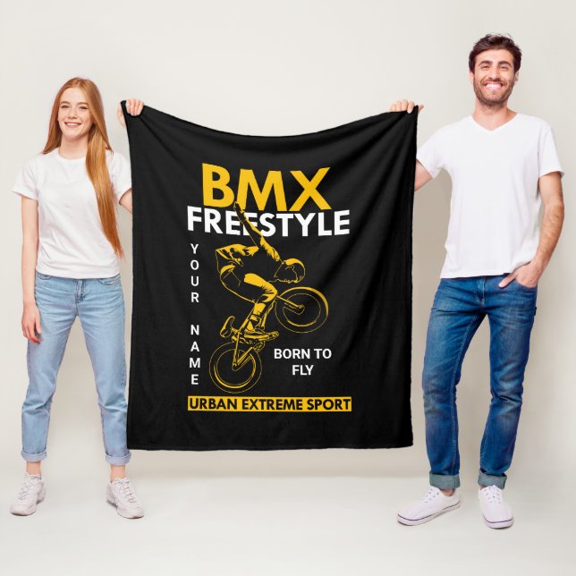 Name Text BMX Freestyle Urban Extreme Sport hinzuf Fleecedecke (Beispiel)