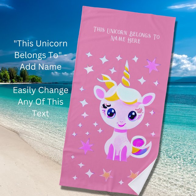 Name Text hinzufügen, Baby Unicoron mit Sternen au Strandtuch (Von Creator hochgeladen)