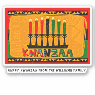 Name Text hinzufügen, glücklich Kwanzaa Candles Ki Aufkleber