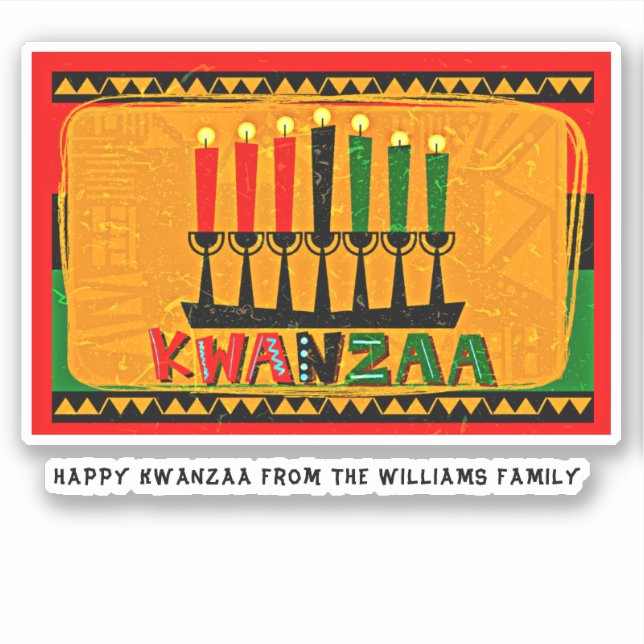 Name Text hinzufügen, glücklich Kwanzaa Candles Ki Aufkleber (Vorderseite)