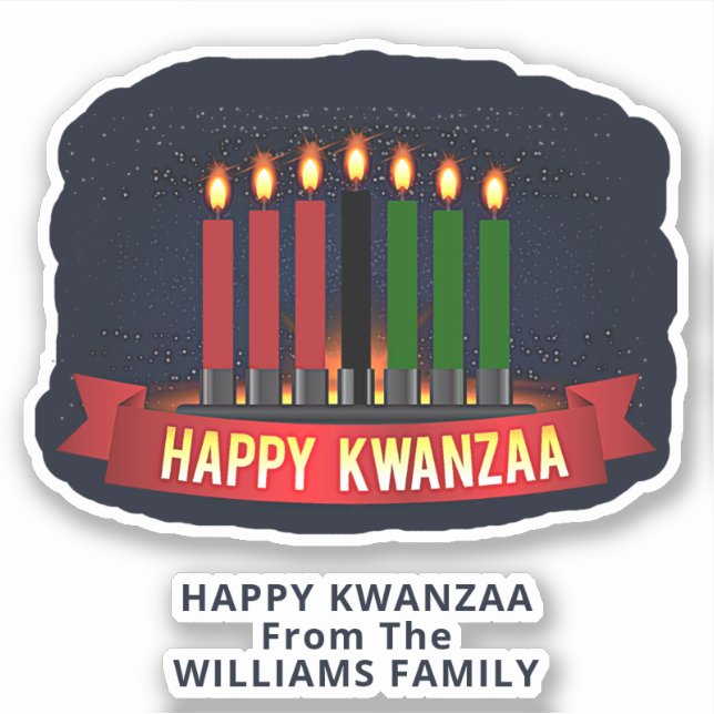 Name Text hinzufügen, Happy Kwanzaa 7 Kerzen Kiss  Aufkleber (Vorderseite)
