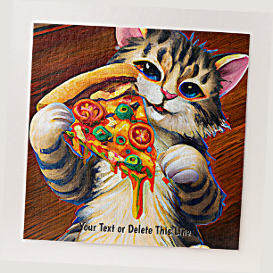 Name Text hinzufügen, lustige Katze mit Pizza Puzzle