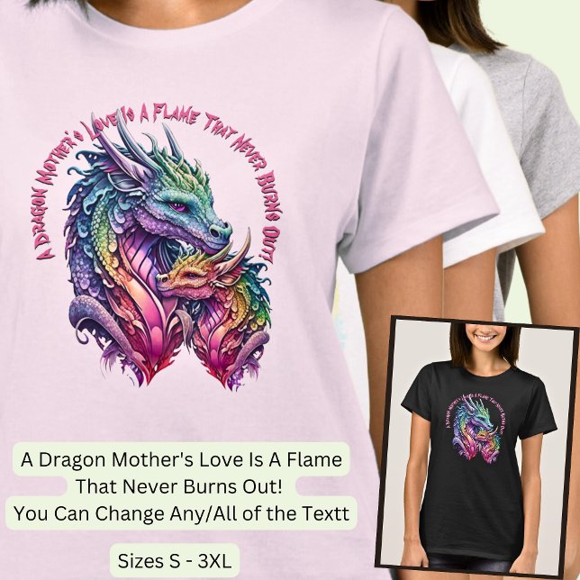 Name Text hinzufügen, Mutter und Baby Dragon T-Shirt (Von Creator hochgeladen)