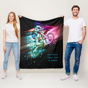 Name Text hinzufügen (oder löschen) Motocross-Bike Fleecedecke