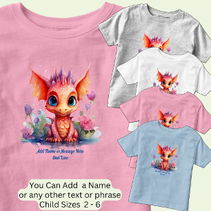 Name Text hinzufügen, Orange Pink Baby Dragon Kleinkind T-shirt