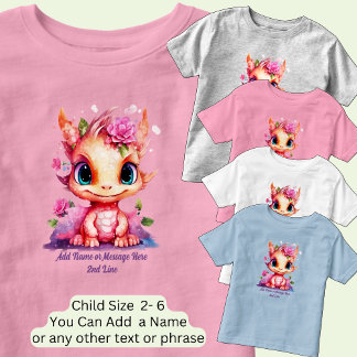 Name Text hinzufügen, Orange Pink Mauve Baby Drago Kleinkind T-shirt