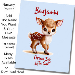 Name Text hinzufügen, Süßes Rehkitz - Babyhirsch a Poster