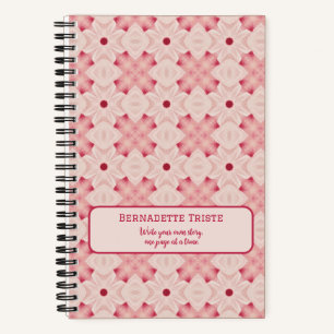 Name Text Rosa Moderne Blumenchic Hübsch Girl Notizbuch