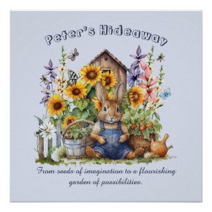 Name Text Sagen Blumen Garten Sonnenblumen Hase Poster