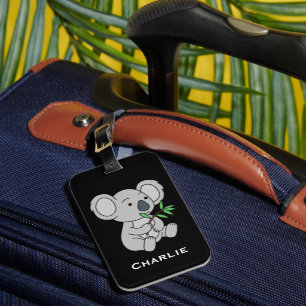 Name Text Süße australische Koala Mit Eukalyptusbl Gepäckanhänger