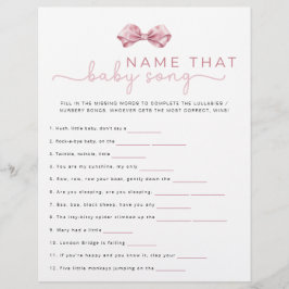 Name that Baby Song Game - Pink Coquette Baby Show Flyer