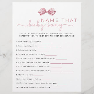 Name that Baby Song Game - Pink Coquette Baby Show Flyer