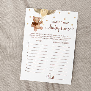 Name That Baby Tune Baby Shower Teddy Bear Karte