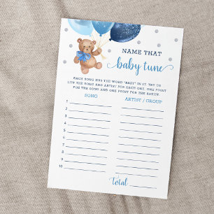 Name That Baby Tune Baby Shower Teddy Bear Karte