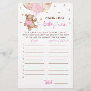 Name That Baby Tune Spiel Baby Shower Teddy Bear