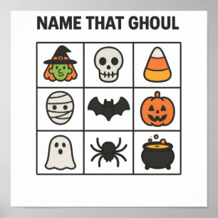 Name-That-Ghoul-Halloween-Bingo-Spielblatt Poster