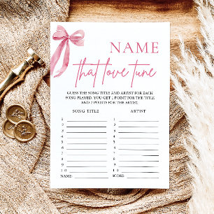 Name That Love Tune Brautparty-Spiel mit rosa Schl Einladung