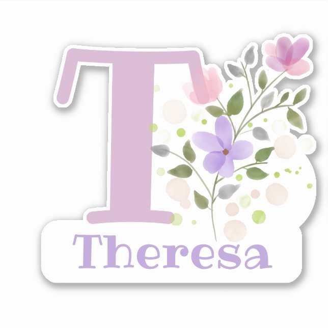 Name Theresa mit dem Letter T-Sticker-Ausschnitt Aufkleber (Vorderseite)