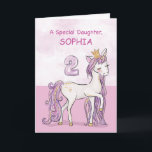 Name-Tochter-2. Geburtstags-rosa Pferd Karte<br><div class="desc">Ein süßes rosa Pony gerade wie Ihre Tochter tänzelt mit dem Nummer zwei! Das Gold,  das Details schaut,  werden in ihrer Mähne und in Schwanz gesponnen. Perfekte Karte,  zum Ihrer Tochter ihres 2. Geburtstages zu wünschen! Personifizieren Sie diese Karte mit dem Namen Ihrer Tochter.
(Digital übertragene goldene schauende Farbe)</div>