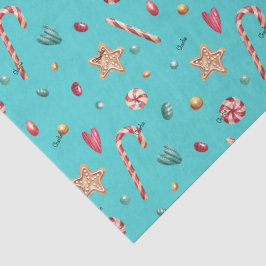 Name, Turquoise Candy Cookies Christmas 3 pcs Seidenpapier