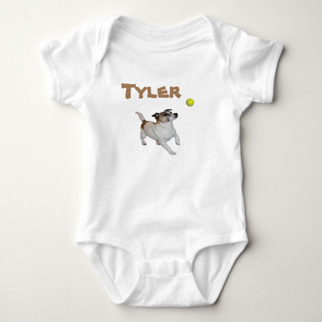 Name Tyler mit Fox Terrier, Baby Bodysuit Strampler (Vorderseite)