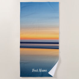 Name Typografie Blue Orange Beach Ocean Sunset Strandtuch