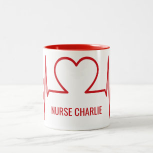 Name- u. Berufs-Tassen des Herzens EKG Zweifarbige Tasse