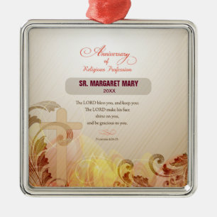 Name-u. Jahr-Nonne, 60. Jahrestag religiös Silbernes Ornament