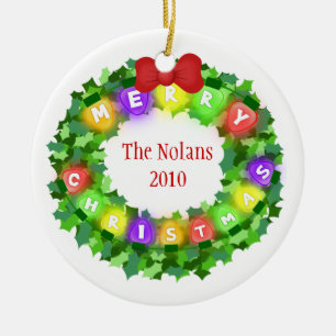 Name-u. Jahr-Weihnachtsverzierung Keramikornament