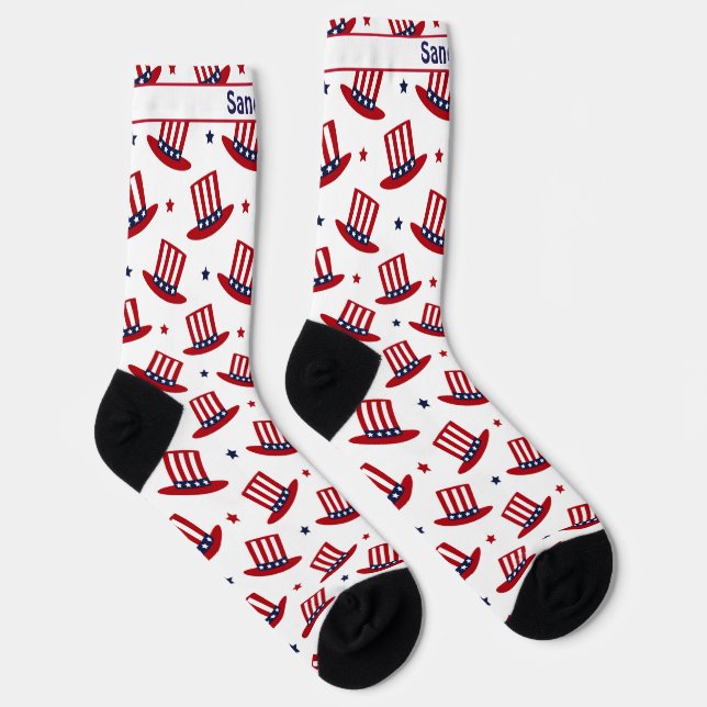 Name, Uncle Sam Red White Blue Top Hat Socken (Rechts)