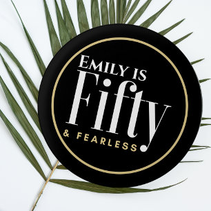 Name und 50 & Fearless Elegantes Modernes Schwarze Button