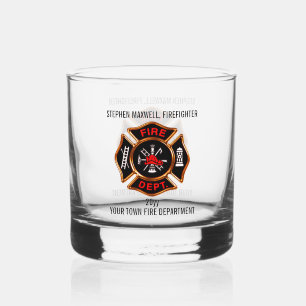 Name und Abteilung des Feuerwehrpersonals Whiskyglas