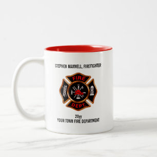 Name und Abteilung des Feuerwehrpersonals Zweifarbige Tasse