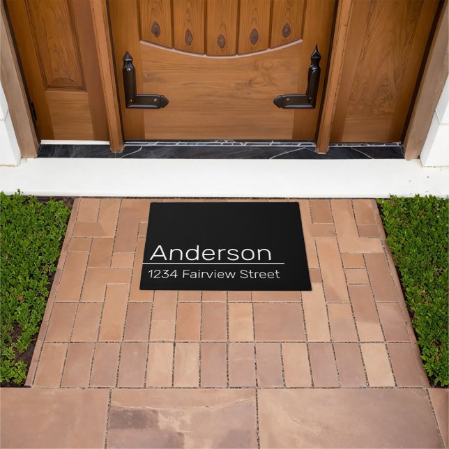 Name und Adresse des Eigentümers Schwarz-weiß Mail Fußmatte (Außenbereich)