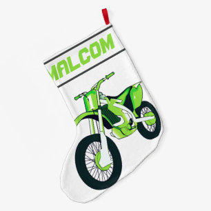 NAME und Alter oder Nummer Dirt Bike Motorrad Großer Weihnachtsstrumpf