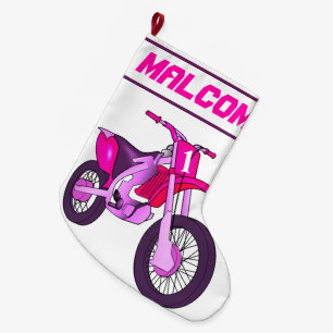 Name und Alter oder Nummer Dirt Bike Motorrad Großer Weihnachtsstrumpf