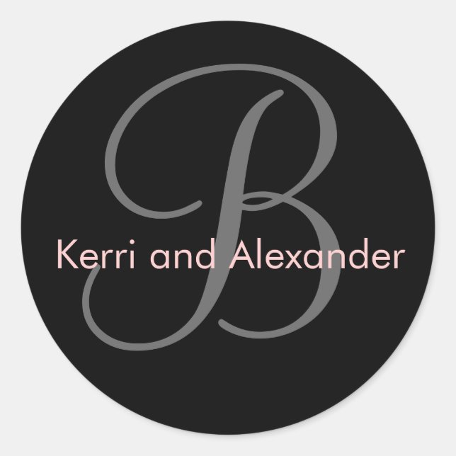 Name und Anfangsbuchstabe B Aufkleber schwarz und  (Vorderseite)