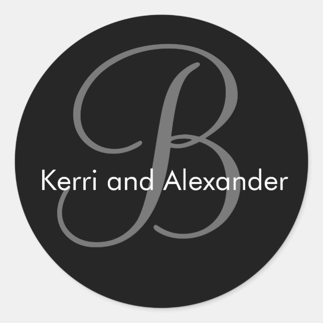 Name und Anfangsbuchstabe B Aufkleber schwarz und  (Vorderseite)