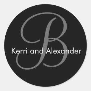 Name und Anfangsbuchstabe B Aufkleber schwarz und 