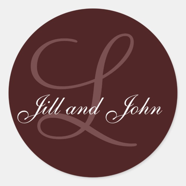 Name und Anfangsbuchstabe braun Runder Aufkleber (Vorderseite)