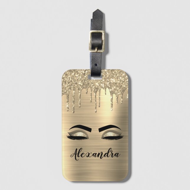 Name und Anfangsbuchstabe des goldgegossenen Metal Gepäckanhänger (Vorderseite Vertikal)