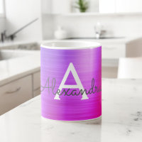 Name und Anfangsbuchstabe des lila Metallic Monogr