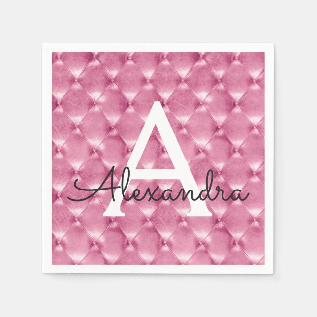 Name und Anfangsbuchstabe des rosa Kissens Serviette (Vorderseite)