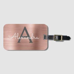 Name und Anfangsbuchstabe des Rose-Gold-Brushed-Me Gepäckanhänger